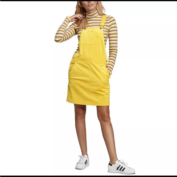Adidas Yellow Corduroy Overalls Dress / Skirt - size 6 - Picture 1 of 13